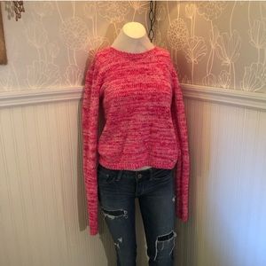 Hollister Pink Crop Sweater Back Zipper SZ Large